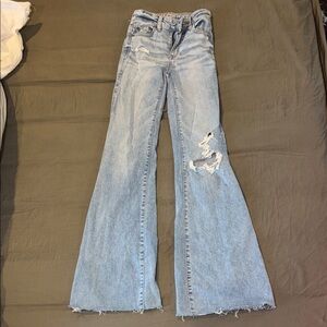 American Eagle Outfitters Blue Flare Wide Leg Jeans
